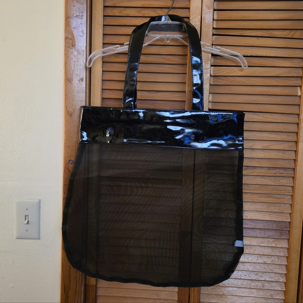 NWT Avenue Vintage Black Transparent Mesh Tote Bag